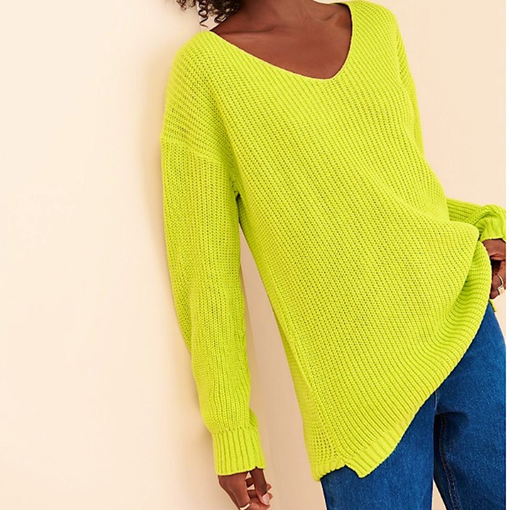 Free people Lime green sweater